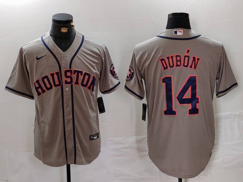 Men Houston Astros 14 Dubon Grey Nike Game 2024 MLB Jersey style 1